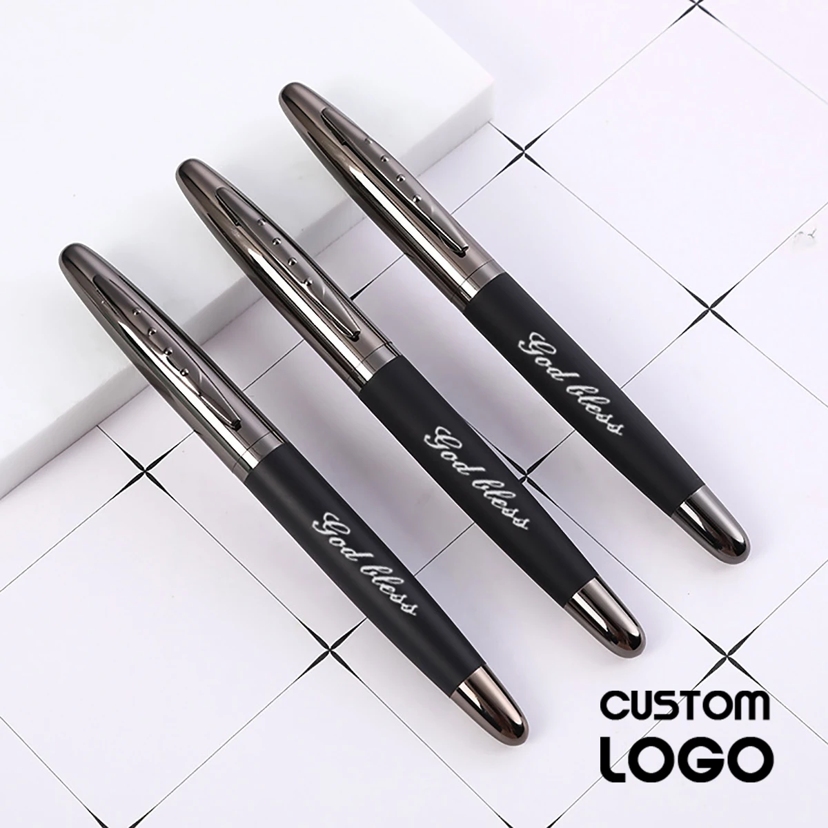 

Black Frosted Metal Signature Pen Personalized Custom Logo Carving Name Commercial Advertising Gift Pen Document School Supplies