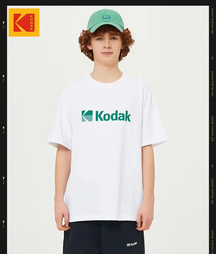 Camiseta con logo K a rayas verdes Kodak 2026, estilo coreano, oversize, gráfico retro, para hombre y mujer, tops casuales de verano
