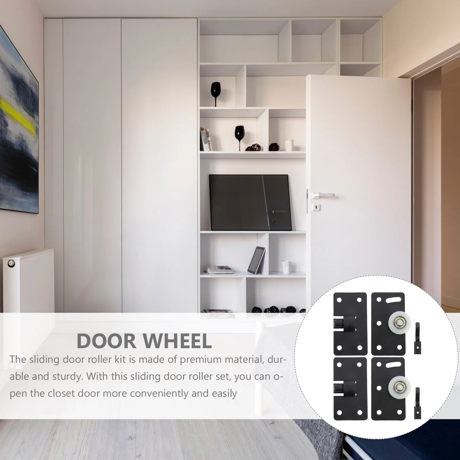 

4Sets Sliding Door Rollers Premium Hard-Wearing Wardrobe Buffer Rollers Easy Install Sliding Door Wheel Kit for Cabinet