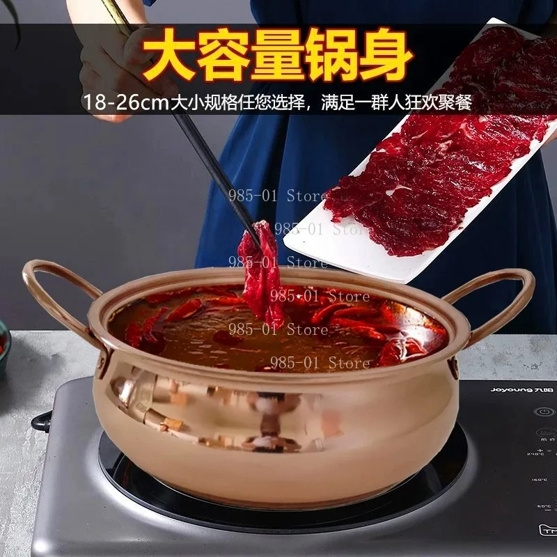 Handmade Double Ear Copper Pot 18/20/22/24cm Kitchen Cooking Utensil