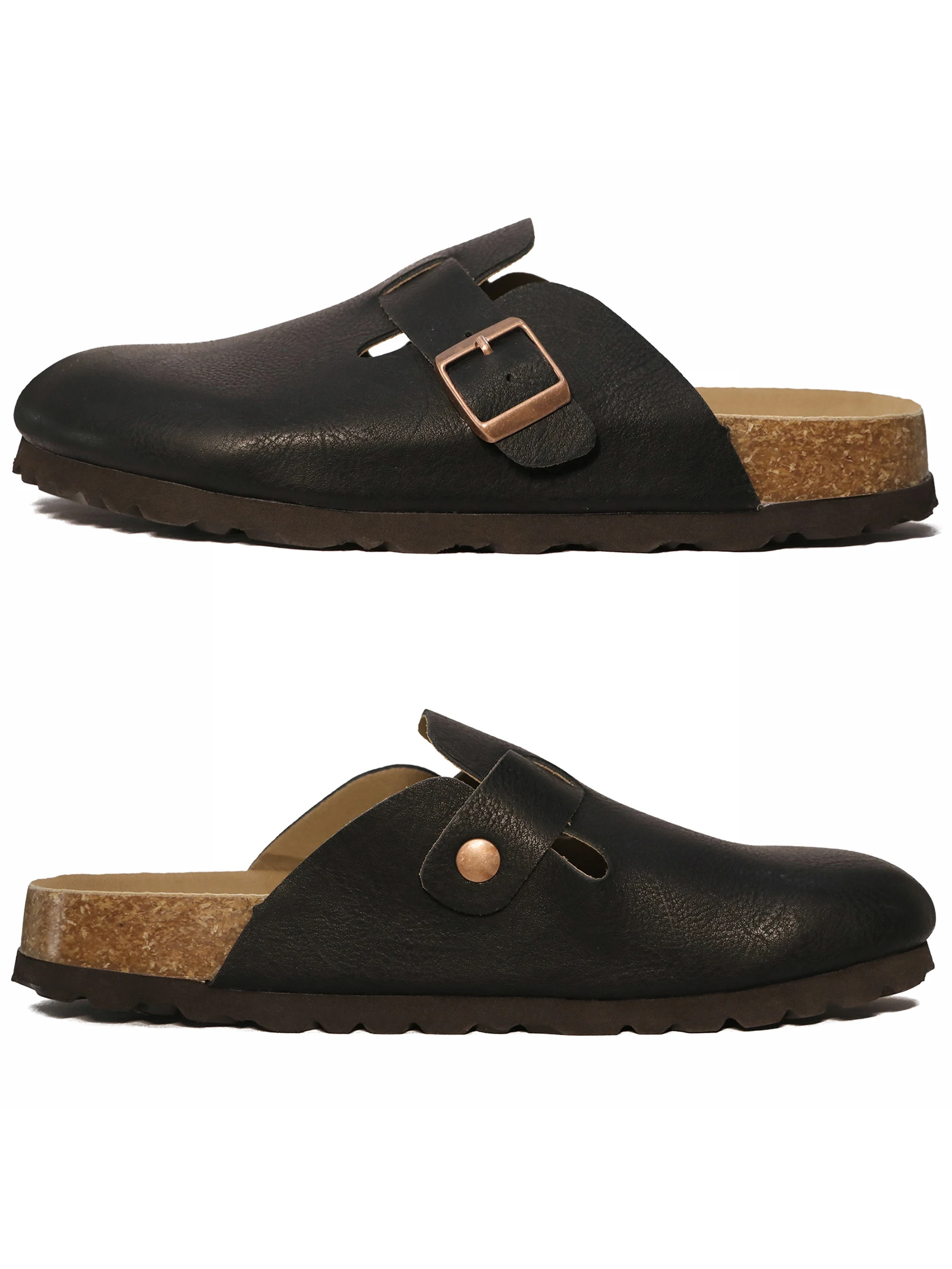 Women's Genuine Leather Waterproof Mule Sandals With Adjustable Strap_voghion.com