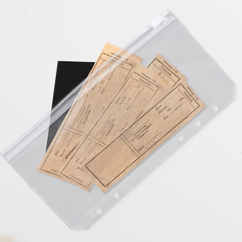 

12Pcs Binder Pockets Zipper Pouch Clear PVC Loose Leaf Bags Refillable Document Folder Organizer Binder Pockets
