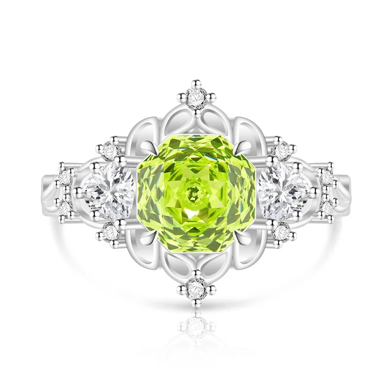 

925 Sterling Silver Rose Cut High Carbon Diamond Flower Vine Design Jewelry Ladies Ring