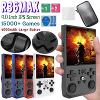 R36MAX Retro Gaming Console 4.0 Inch IPS Screen Mini Retro Game Player 4000mAh Large Battery Built-in 15000+ Games Gift for Kids