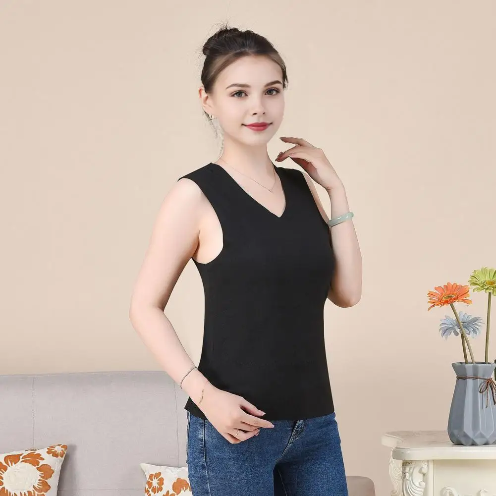 Women Thermal Vest Women's Seamless Thermal Vest with Double-sided Plush for Fast Temperature Lock Slim Fit Round for Winter