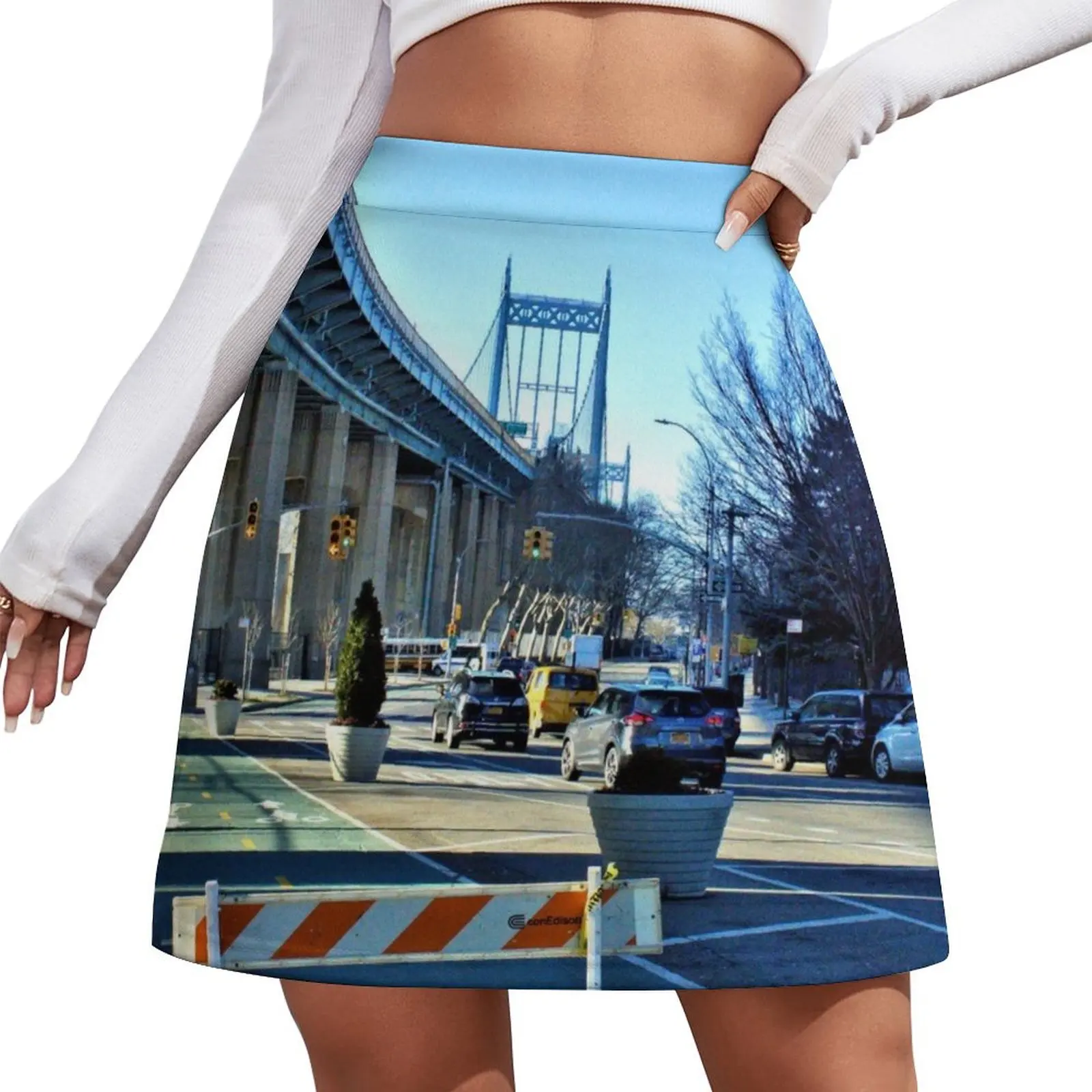 

New York-RFK Bridge Mini Skirt mini skirt Korean skirts skirt set