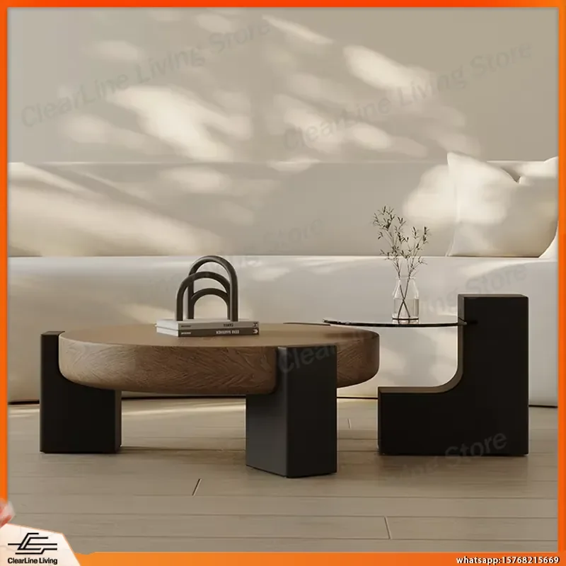 

Vintage Wooden Coffee Table for Living Room Small Space Friendly Minimalist Design Round Rectangular Modern Home Furniture