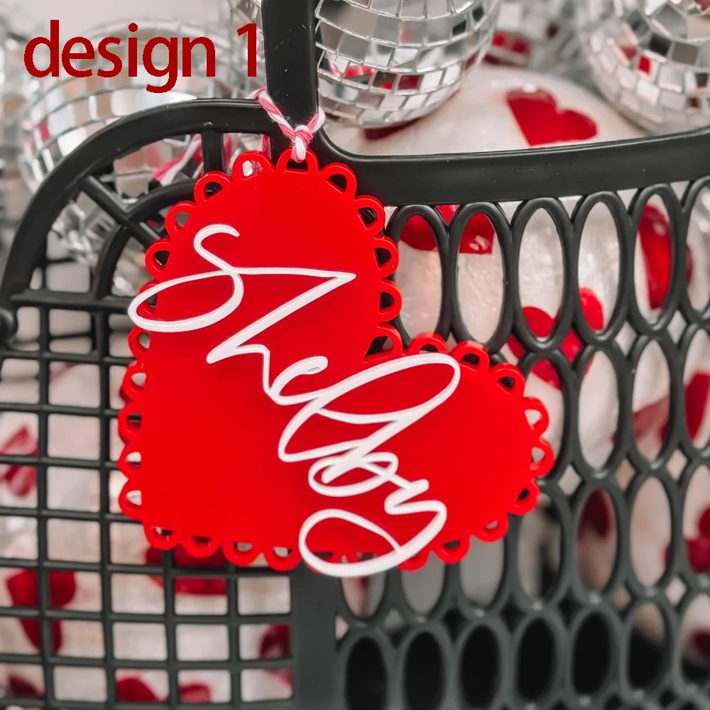 1/5 قطعة اسم شخصي سلة هدايا عيد الحب علامة هدية عيد الحب علامات القلب سلة اسم القلب علامات فقط العلامات