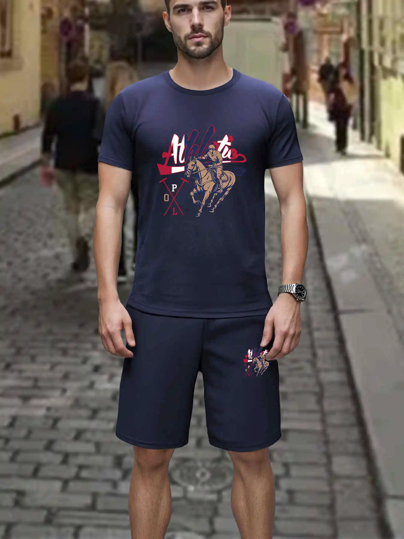 

Mens Short sets High quality Summer Suit T-shirts + Shorts two-Piece Quick-Dry Fashion Loose Gym Designer Oversize Clothes Men