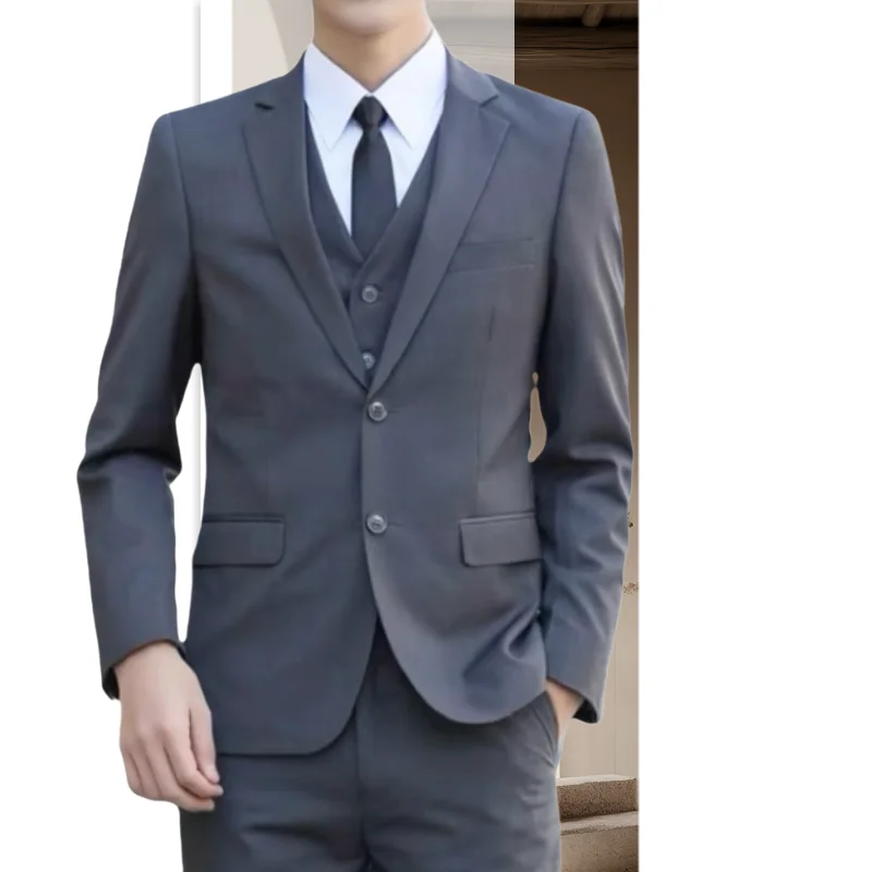 

Мужской повседневный костюм в корейском стиле: модный деловой комплект из приталенного пиджака и брюк