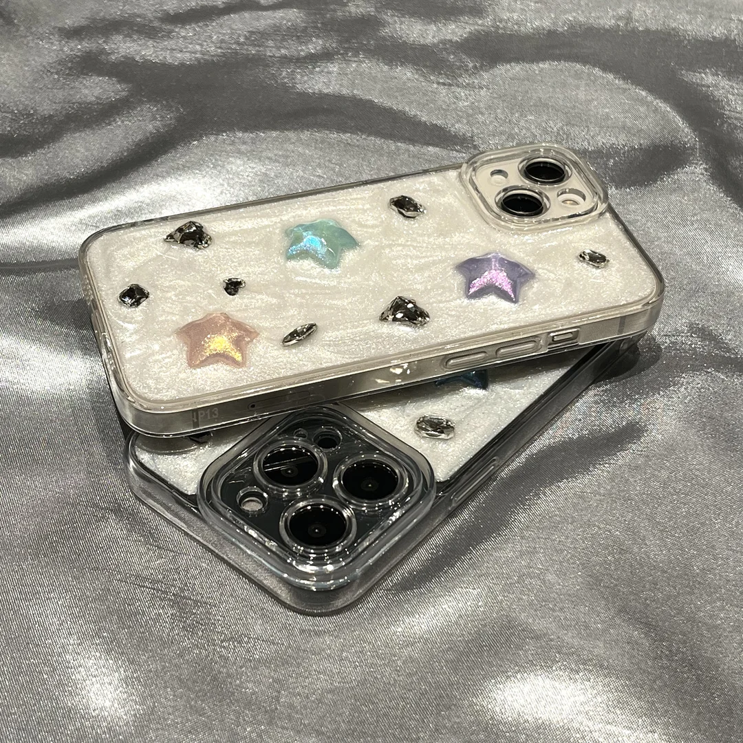 Premium sense of three-dimensional stars rhinestone for iPhone14promax fashion iPhone13 phone case iPhone12 fall protection case