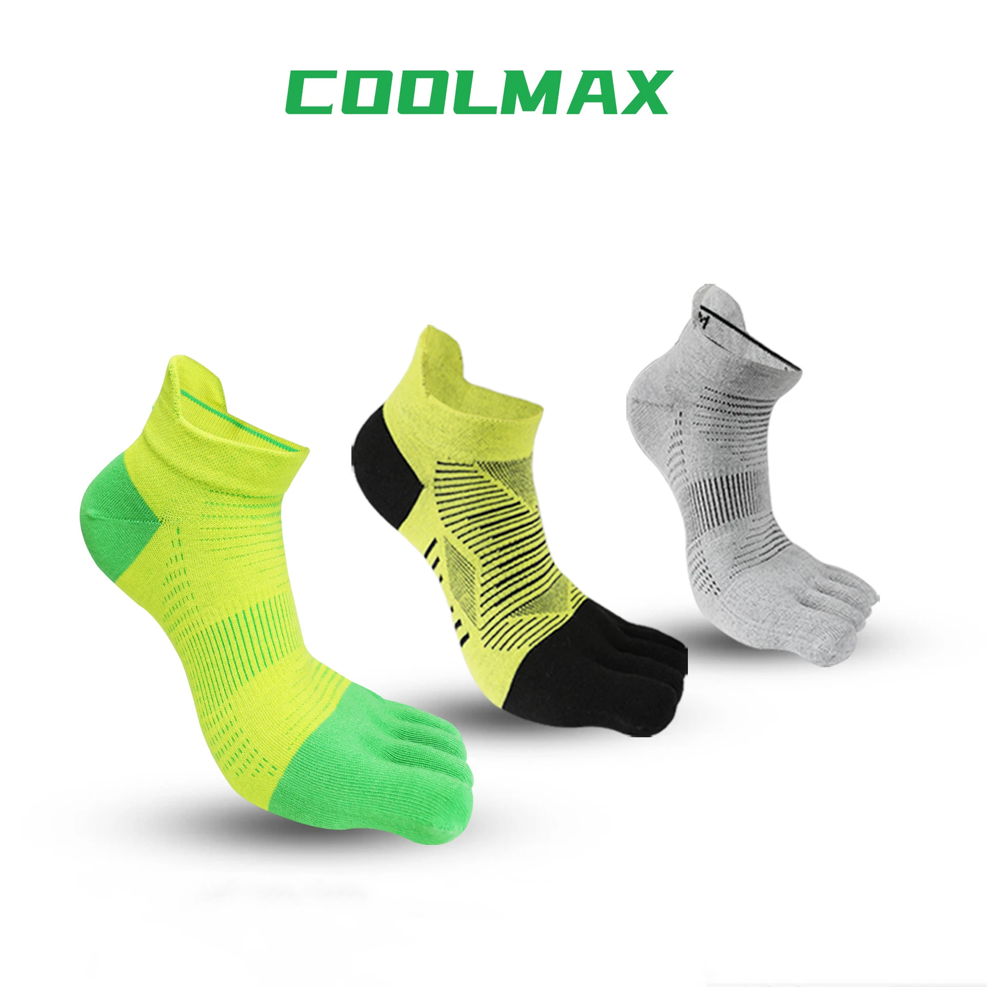 

5 Pairs Men's Invisible Split Toes Socks Coolmax Breathable Moisture Wicking Quick-drying Elasticity Five-Finger Cycling Socks