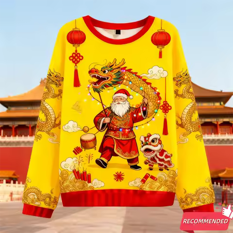 2026 New Chinese Tradition Emperor Ugly Christmas Sweater Funny Unisex Pullover Christmas Party Sweatshirt Jumper Sweaters Tops