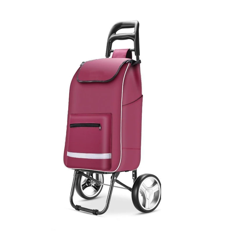 Foldable Shopping Cart with EVA Wheels & Bearings, 600D Waterproof Oxford Bag, Portable Grocery Trolley for Market/Picnic/Travel