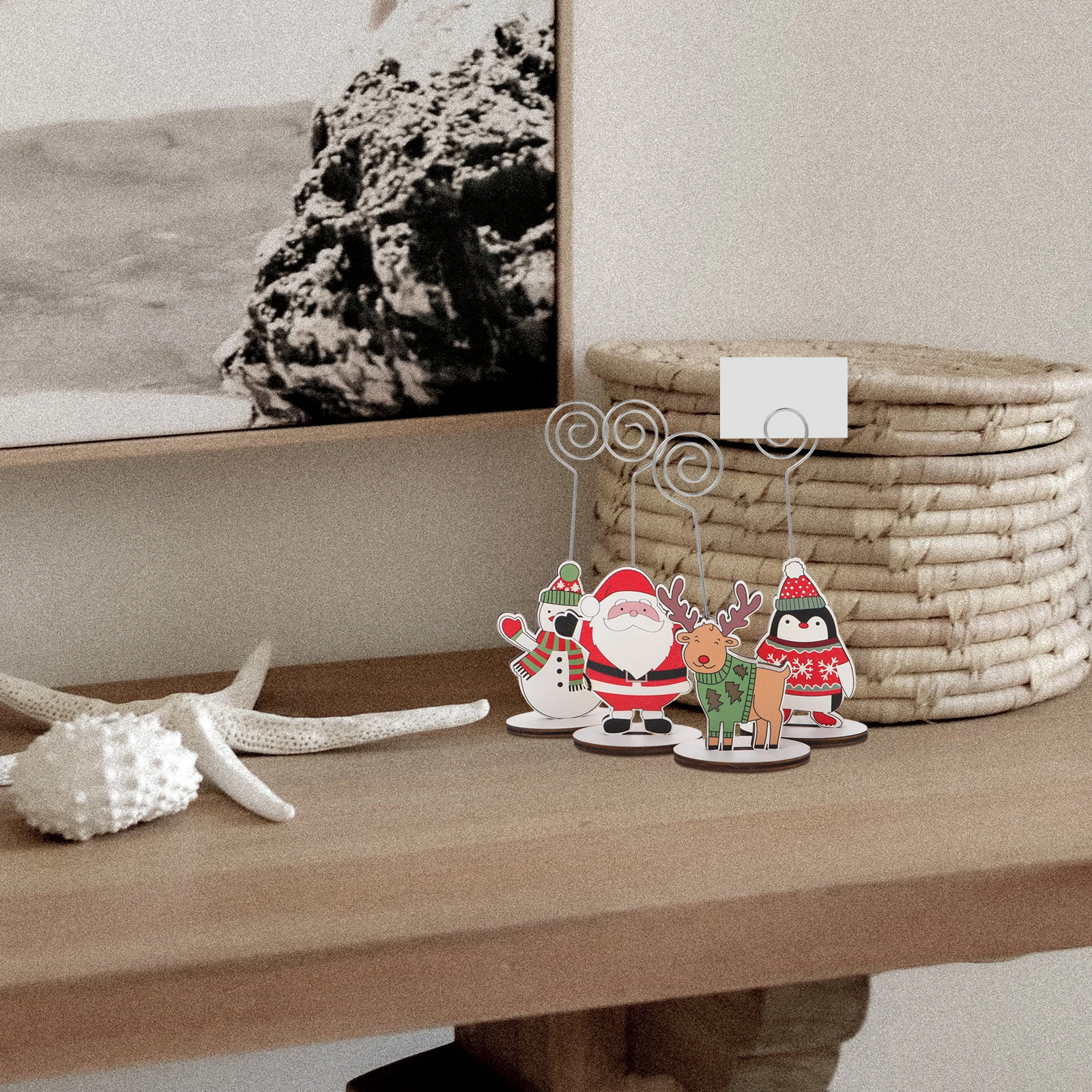 

12pcs Decorative Memo Holder Christmas Pattern Spiral Table Number Holder Sturdy Wire Base Anti-Slip Desktop Wedding Banquet