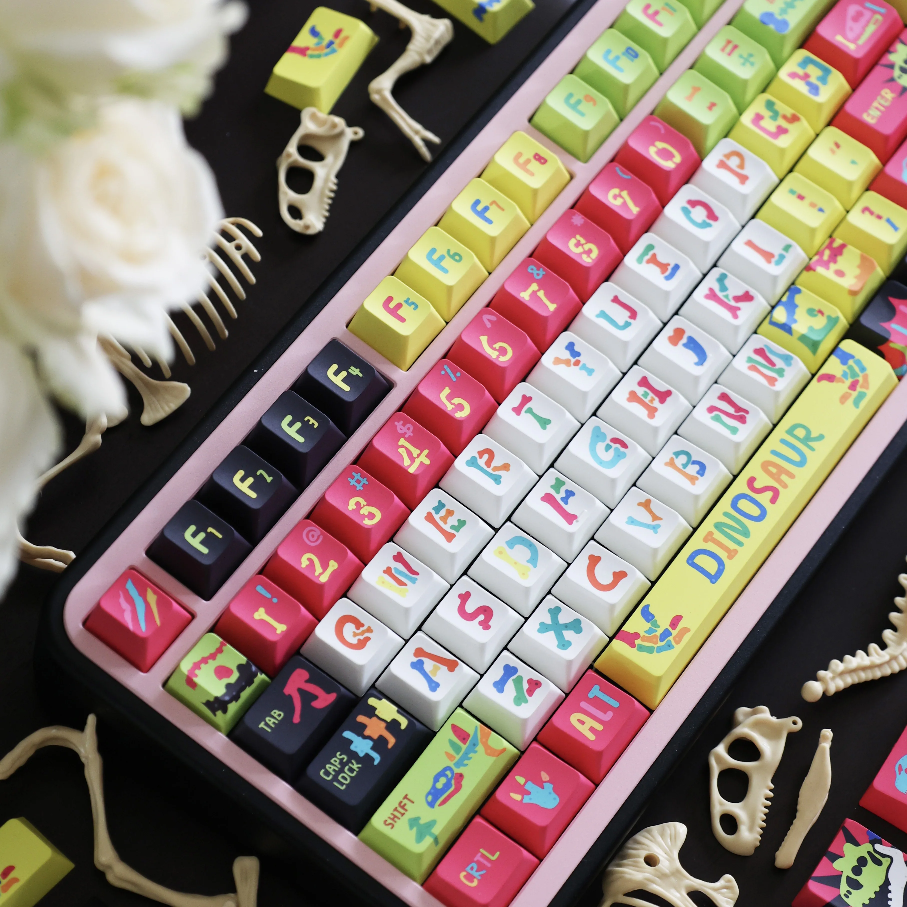 

Colorful Bone Dragon Theme Keycaps 146keys Cherry Profile Pbt Hot Sublimation Mechanical Keyboard Customized Cute Keycaps