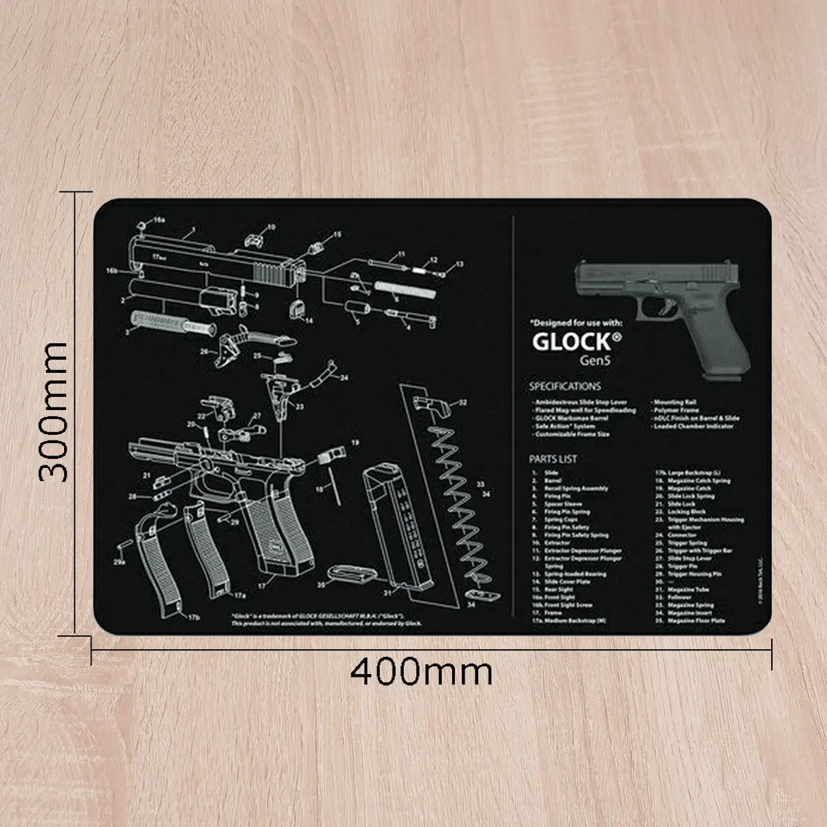 Glock 17 19 tappetino per Mouse in gomma per la pulizia della pistola per AR15 AK47 Gen5 1911 CZ-75 P320 CZ shadow2 SA Remington 870 MP5 Gun Pad