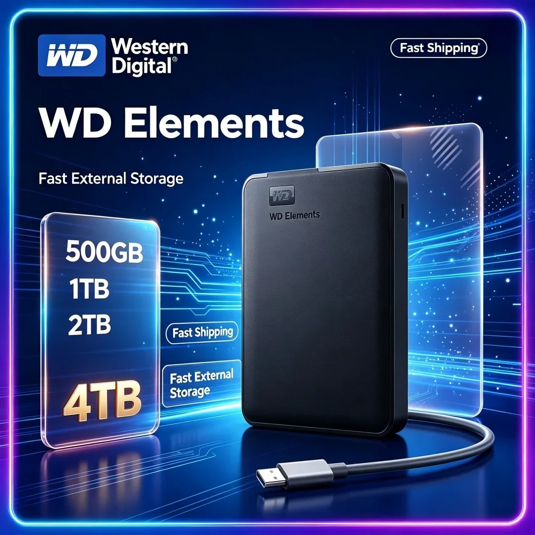 WD Western Digital Daily Use Mobile Hard Disk USB3.0 Large-capacity 2.5" Mechanical External HDD 1TB 2TB 4TB 5TB 6TB