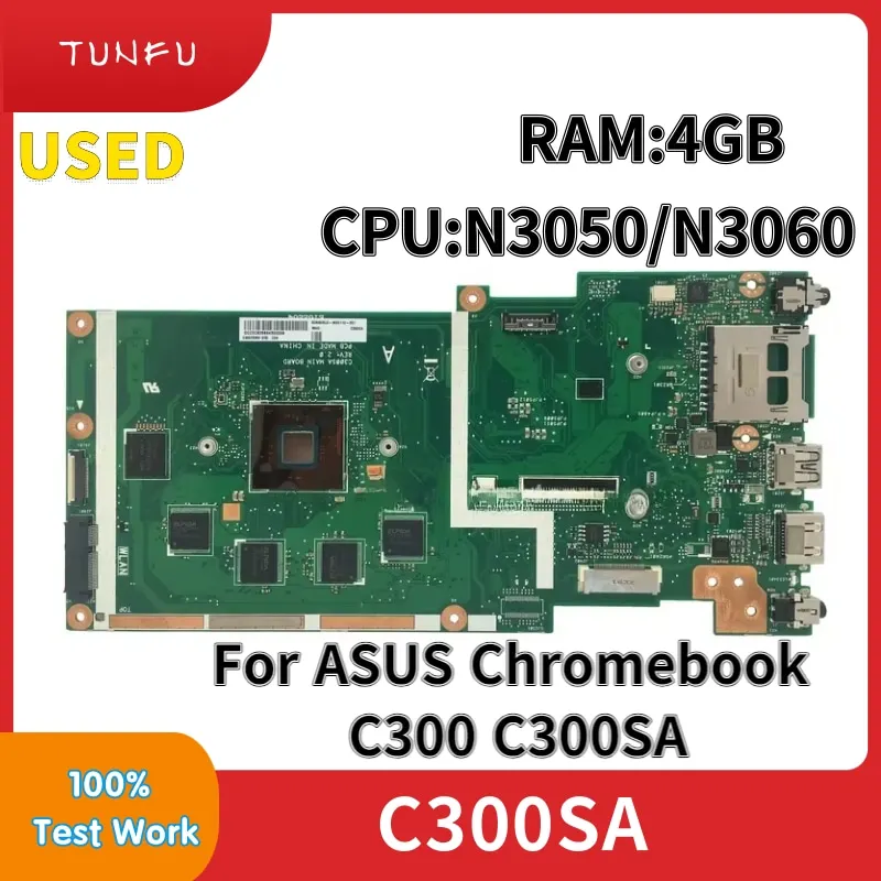 Материнская плата C300S для ASUS Chromebook C300 C300SA, материнская плата для ноутбука N3050/N3060, 4 ГБ/ОЗУ, SSD-16G/32G/64G/128G, 100% тест в порядке