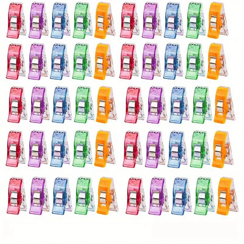100/50/10 Stück Nähclips aus Kunststoff, Stoffclips, Nähzubehör, Taschenbindung mit Quiltstiften zum Fixieren von Stoffschichten – Detail 9