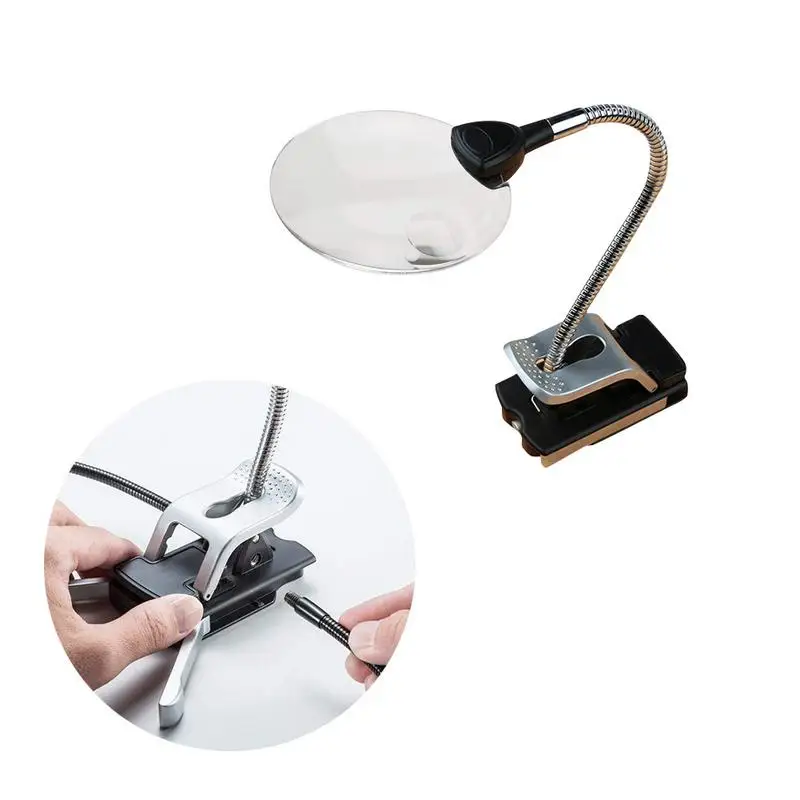 

3 in1 Vertical Magnifier Desktop Reading Magnifier Hand Soldering Solder Iron Stand Holder Station Magnifier with Clip Light