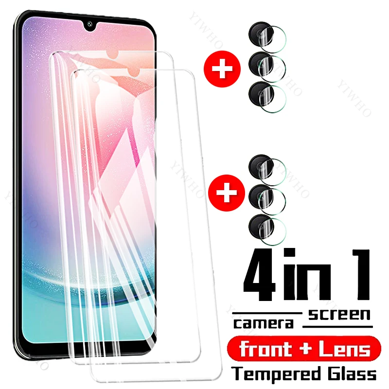 4in1 Protection Glass for Samsung Galaxy A24 4G A 24 SM-A245F Screen Protectors Camera Lens Tempered Glass Fingerprint Unlock HD