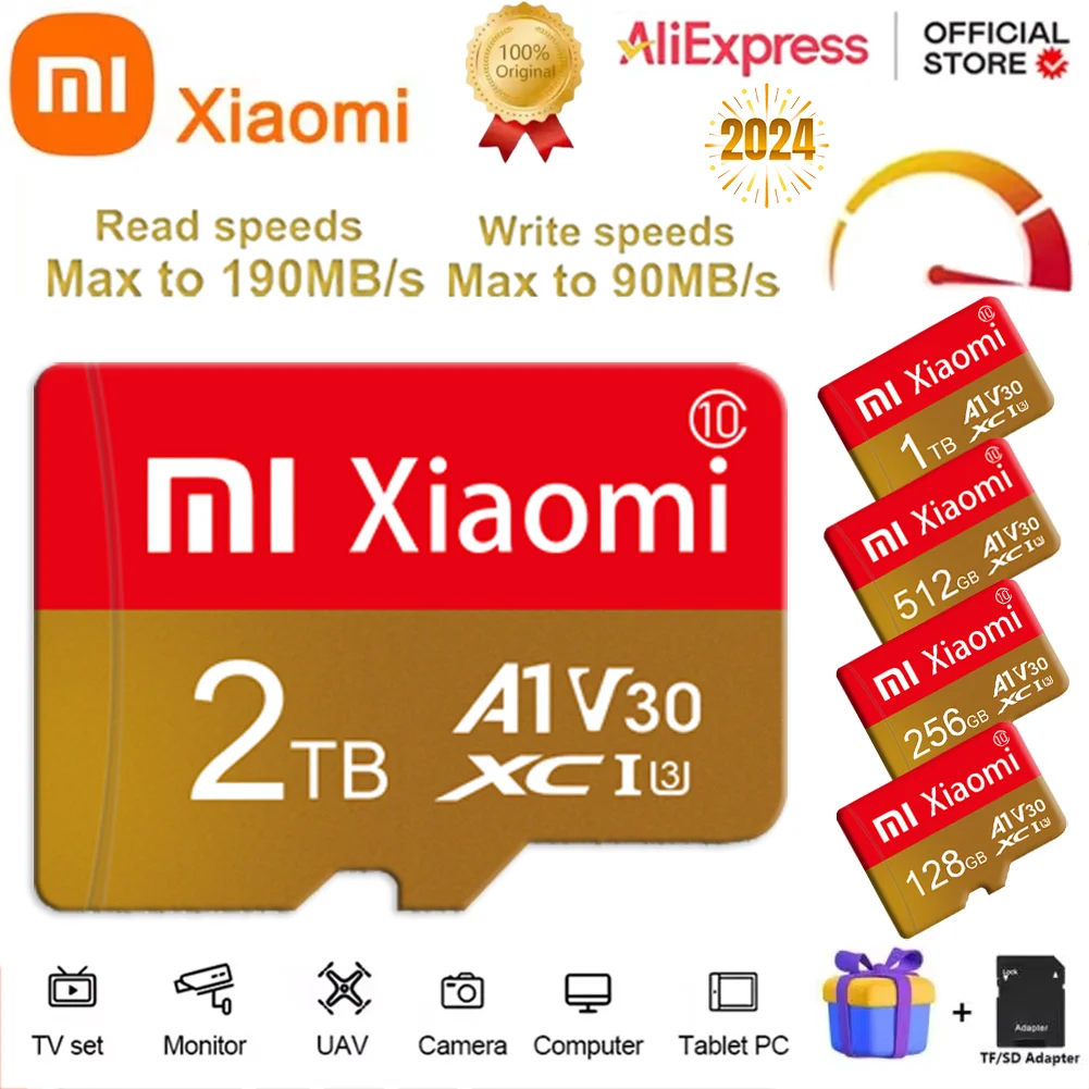 Original XIAOMI SD Card 2TB Class 10 V60 TF Card 1TB Mini Memory Card 512GB 256GB A2 U3 Micro Card High Speed TF 128GB Card