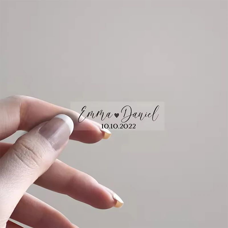 

50pcs Custom Rectangular Transparent Wedding Sticker Personalized Memorial Name Glasses Remembrance Funeral Keepsake Stickers