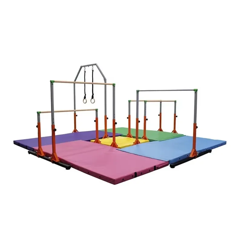 Kids Gymnastics Bars Horizontal Uneven Parallel Bars Flying Rings Indoor Adjustable 4-multi Station Multi Gym Equipment