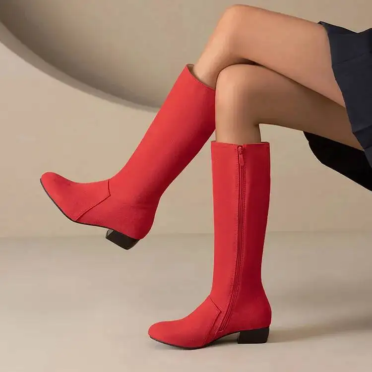 

Suede Big Size 34-46 Low Heels Women's Mid Boots 2026 New Comfortable Women's Boots Shoes