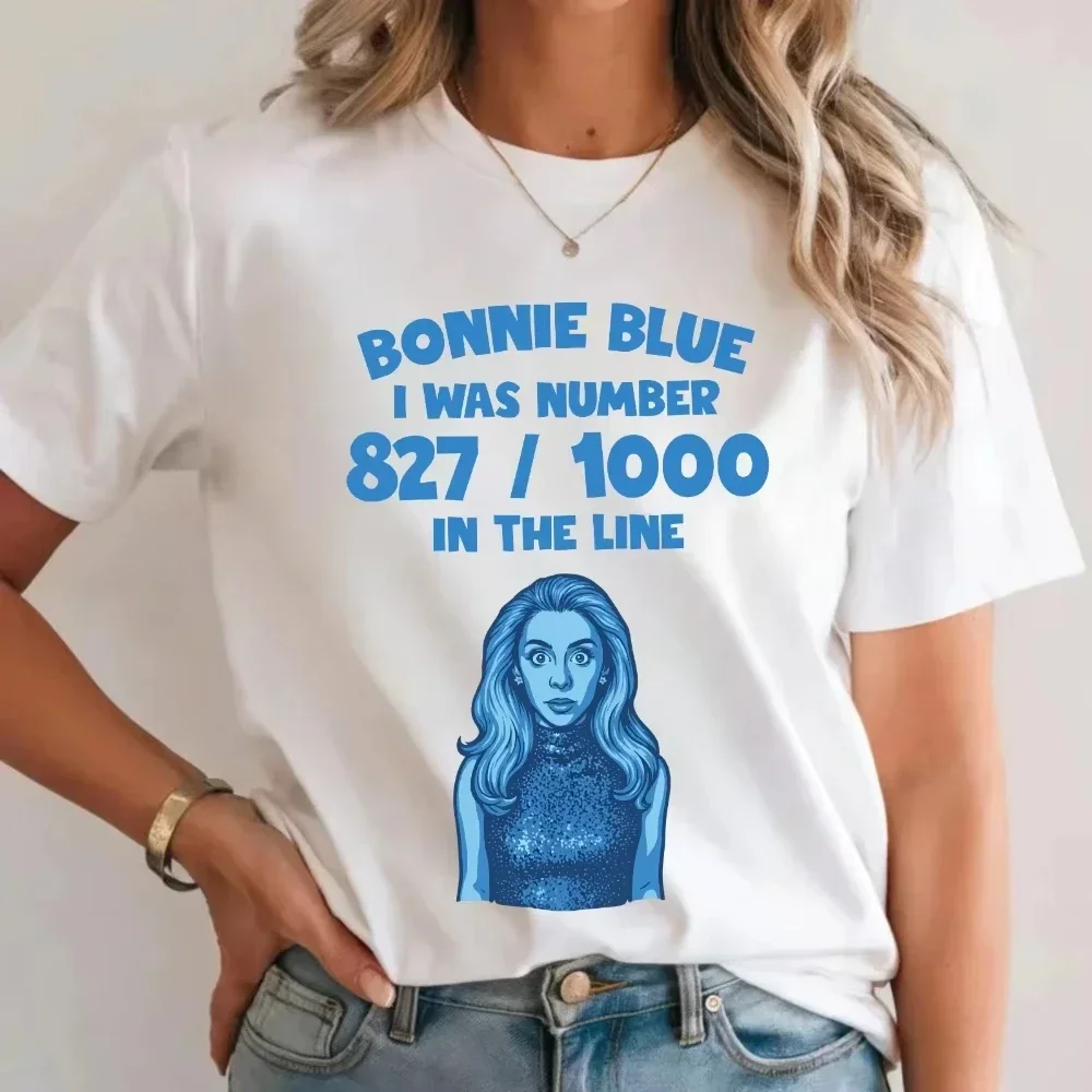 Bonnie Blue Meme Quote T-Shirt Funny Viral British Joke Humorous Gift Tee Top Graphic Short Sleeve Casual Crew Neck T Shirt