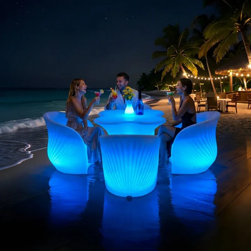 Modern Led Glow bar Furniture Set Waterproof Outdoor Light up Table and Chairs for Nightclub Party Event - Factory Direct Price