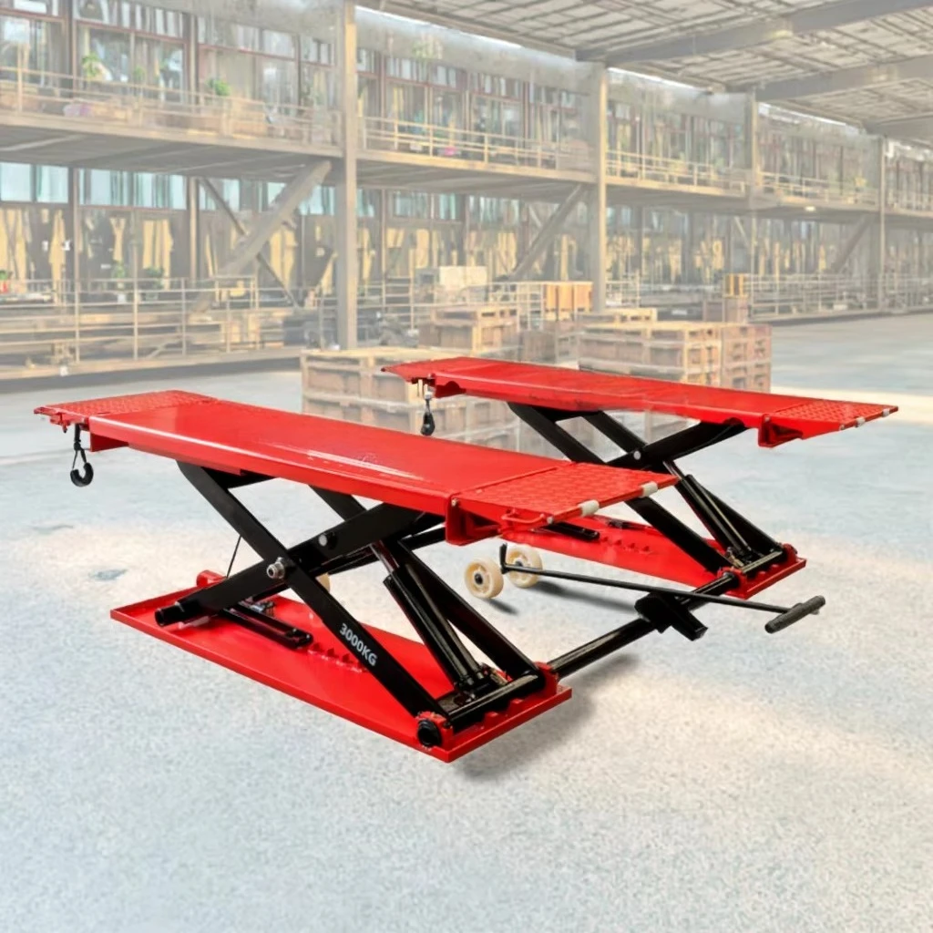 

Portable Mid-Rise Scissor Car Lift 3000KG Hydraulic Vehicle Elevator With Electric Actuation Car Lifting Platform