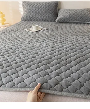 Inverno quente veludo colchão toppers cama grossa capa de colchão colcha fina tatami tapete único folha de cama de casal