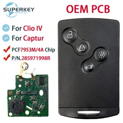 Original OEM PCB For Renault Clio IV Captur 2009 - 2017  PCF7953M 4A Chip 433 MHZ Keyless Smart Car Key P/N：285971998R