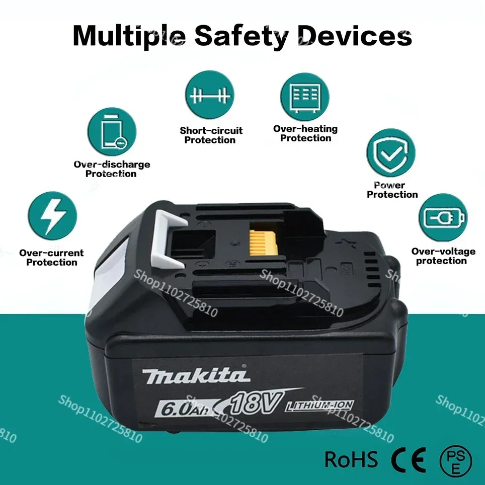 Makita-batería recargable de iones de litio, pila Original de repuesto para taladro de 18V, 6000mAh, BL1860, BL1830, BL1850, BL1860B