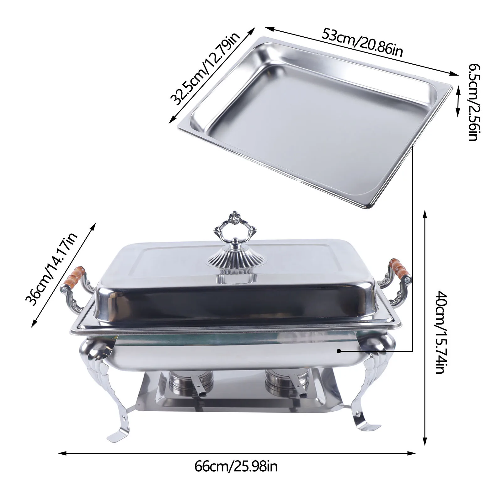 

Catering Stainless Steel Chafer Chafing Dish Sets 8 QT Full Size Buffet