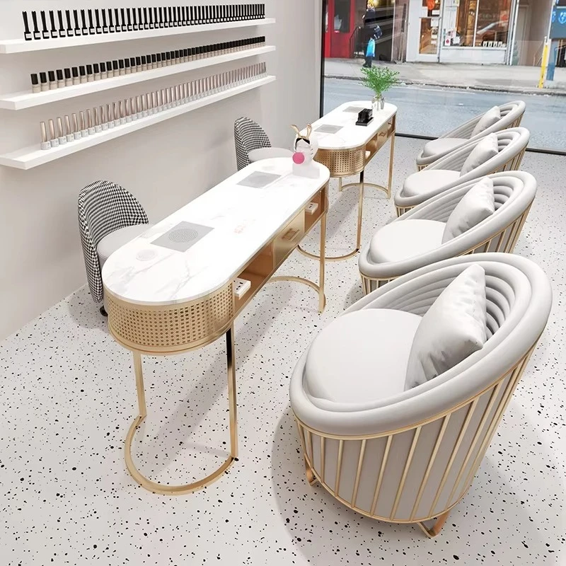 &c Marble Nail Table with Socket Vacuum Cleaner Beauty Salon Nail Salon Milk Tea Shop Reception Desk Sales Office Negotiating