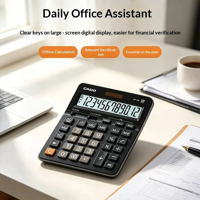 CASIO GX-12B/14B/120B Business Office Calculator - Wide Screen Large Font Desktop Model - Company Financial Accounting Compute