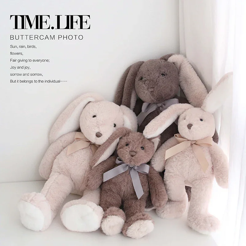 31cm Fluffy Bunny Plush Toys Cartoon Animal Stuffed Doll Soft Toy With bow-knot For Kid Kawaii Dolls Birthday Christmas Gift