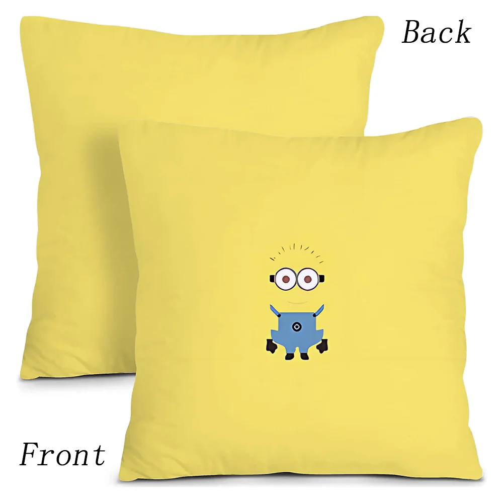 Anime Minions Kawaii Pillow Covers Cartoon Sofa Decorative Home Double-sided Printing Short Plush Cute Cushion Cover