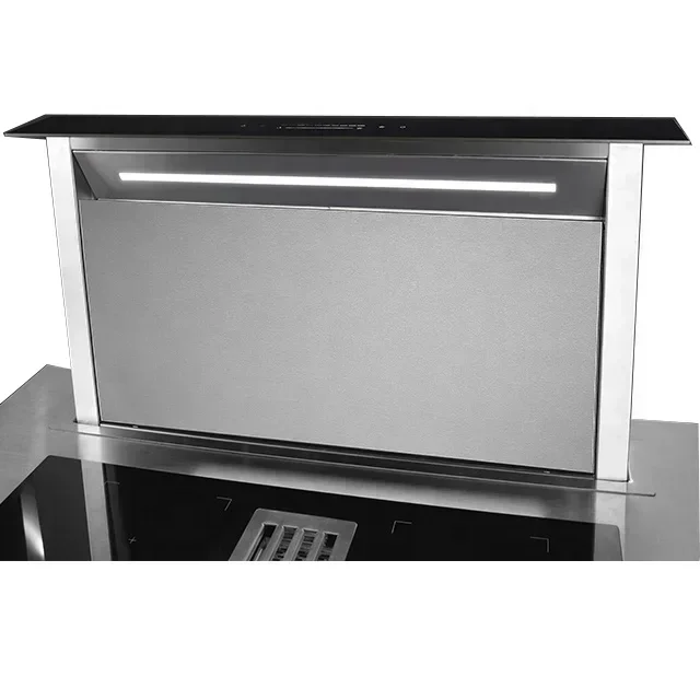 Built in Lifting Range Hood Energy Saving Super Quiet Island Kitchen Cooker Hood Downdraft Black Stylish