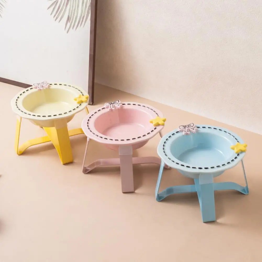 Cat Bowl with Stand Ergonomic Cat Feeder Ceramic Pet Feeding Bowl for Dogs Cats Whisker-friendly Kitten Food Dish Wide Water Dry