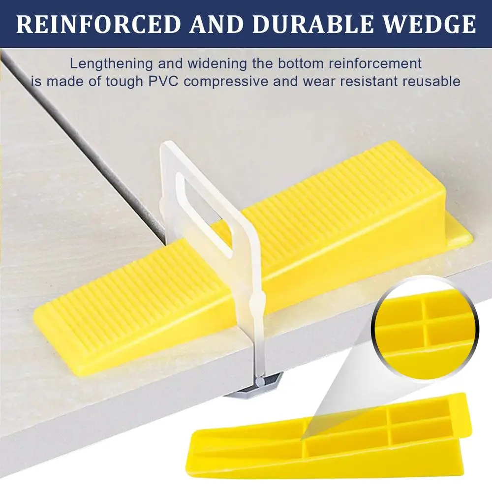 Tile Leveling System Set with Plier Rubber Mallet 1000 Spacers Clips & 200 Reusable Wedges Ideal DIY & Professional Tile