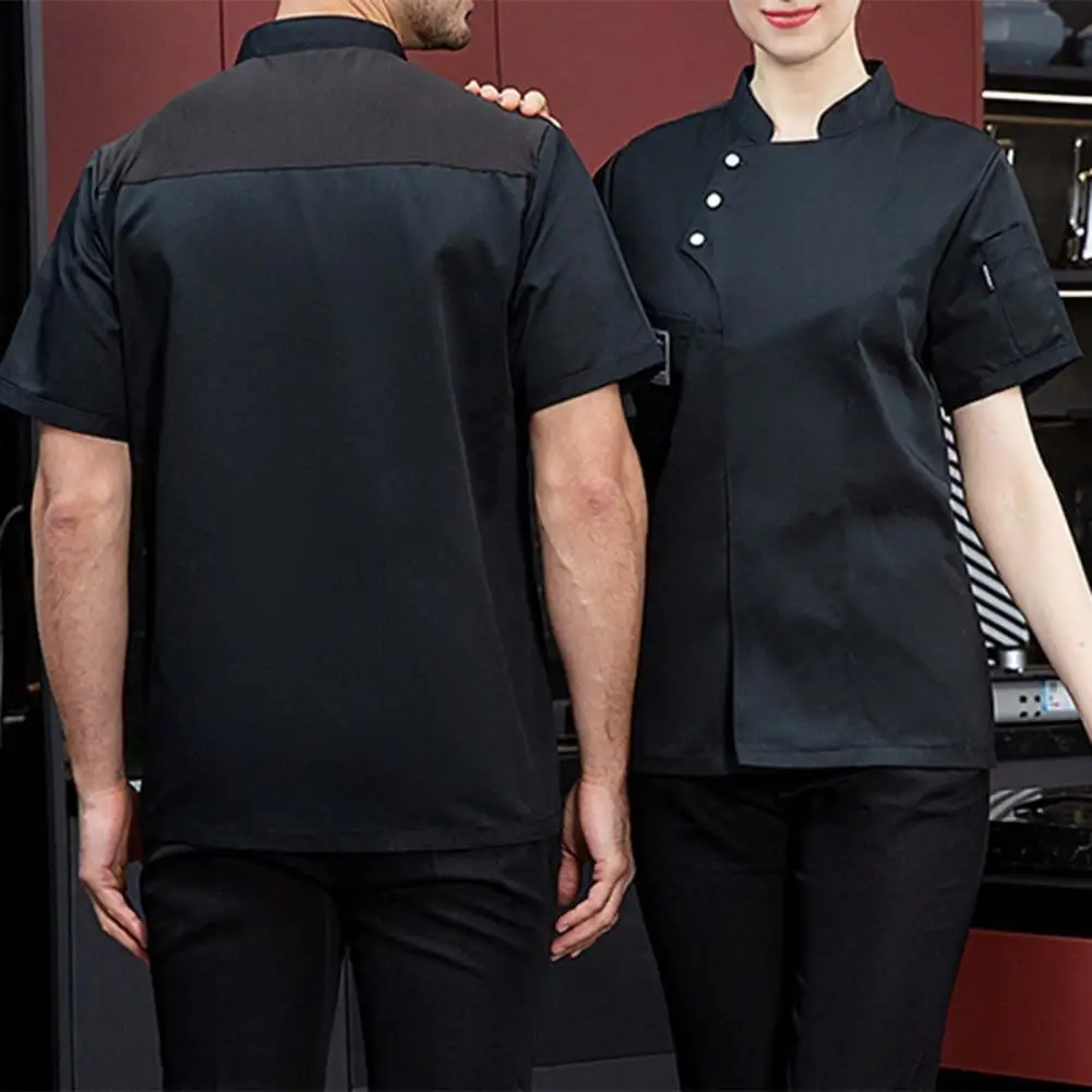 Men Women Uniform Cooking Shirt Chef Top Short Sleeves Quick Dry Unisex Restaurant Hotel Kitchen Chef Jacket Workwear Clothes