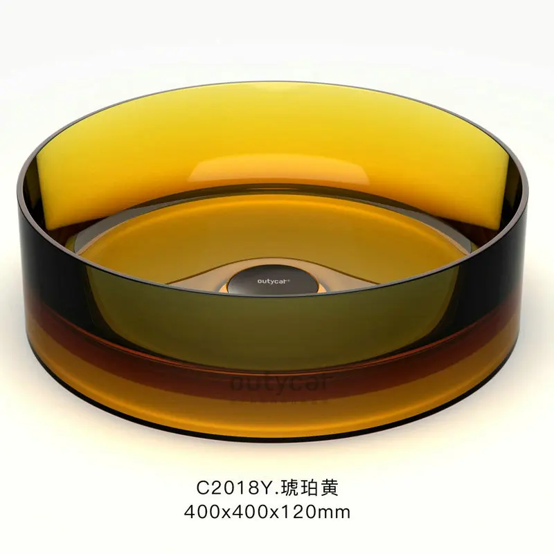 

Circular transparent countertop basin, resin art basin, hotel basin, household colored transparent washbasin GN846PF