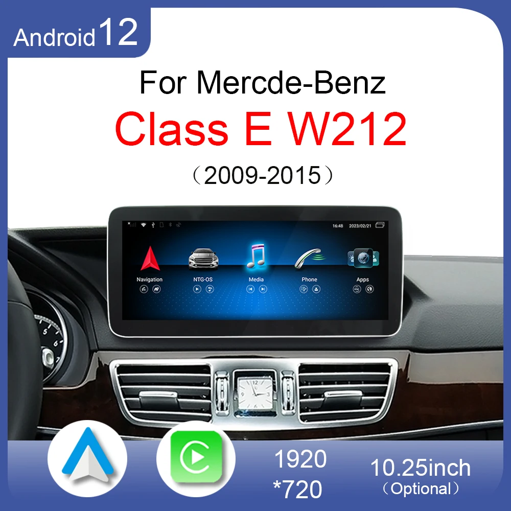 For Mercedes Benz E W212 E300 350 2009 to 2015 Android 12 CarPlay 4G Car DVD Radio GPS Navigation Multimedia Player HD Screen