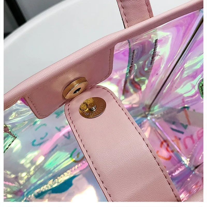 Women Transparent Laser Bag Shopper PVC Totes Crossbody Shoulder Bag Handbag Bags for Women