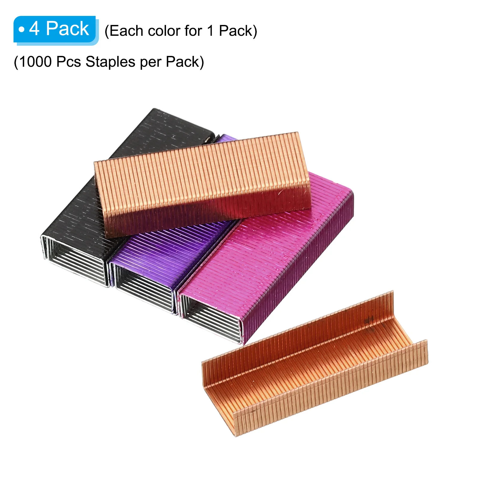 4000Pcs/4Pack Creative Colorful Metal Staples for Stapler #10 Mini 3/16Inch Long Office Stationery Staple No.10 Binding Supplies