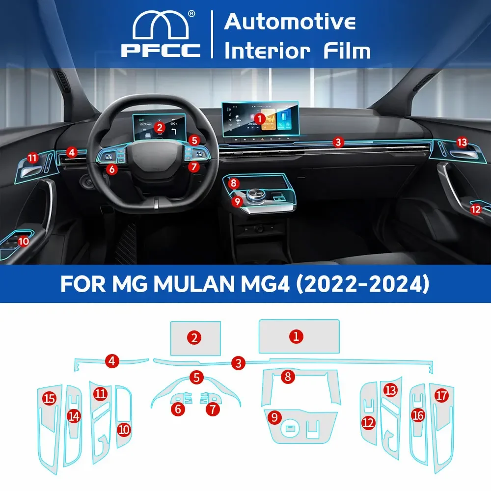 

For MG Mulan MG4 2022 2023 Car Interior Dashboard Navigation Automotive Interior Screen Protection Film TPU Anti-Scratch Sticker